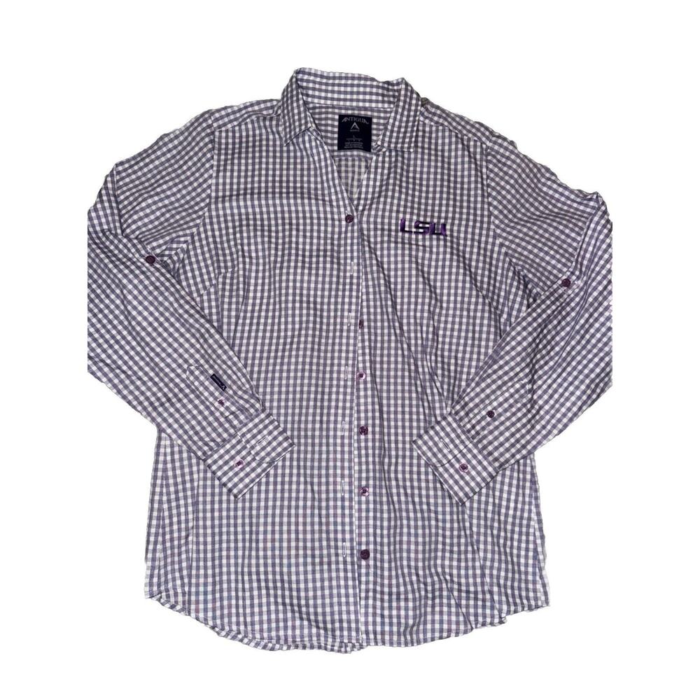 antigua women large lsu tigers lousiana structure button up shirt size large X16